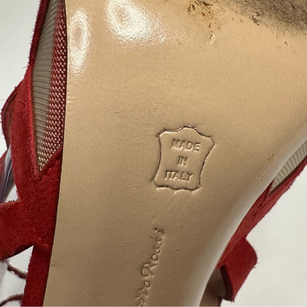 Gianvito Rossi Women’s Red Suede Gladiator Heeled Sandals Size EU 36.5 or US 6.5 - Picture 8 of 10